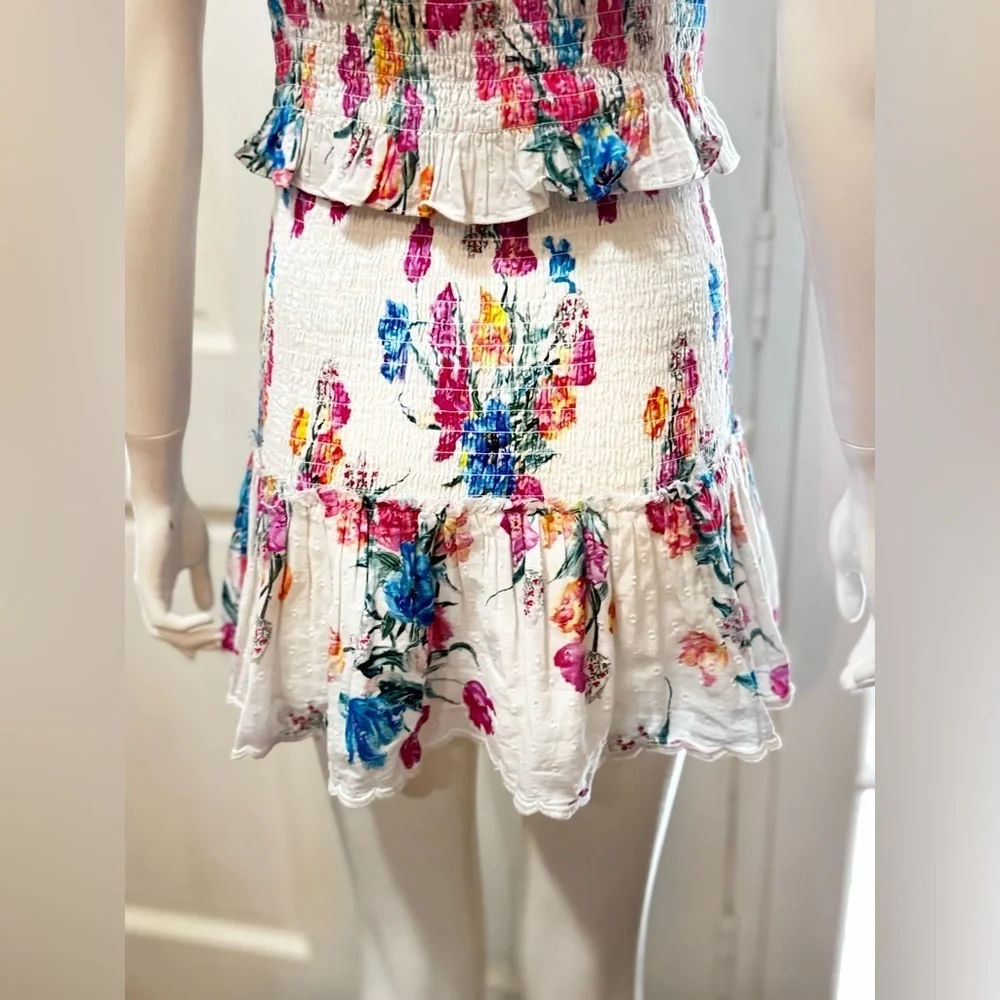 LoveShackFancy 100% Cotton JARRAH Coquette Fun Floral Short Dress Sz Small L#34